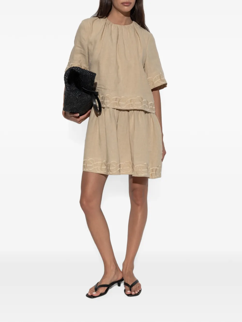 By Malene Birger Jania mini-jurk met borduurwerk Beige