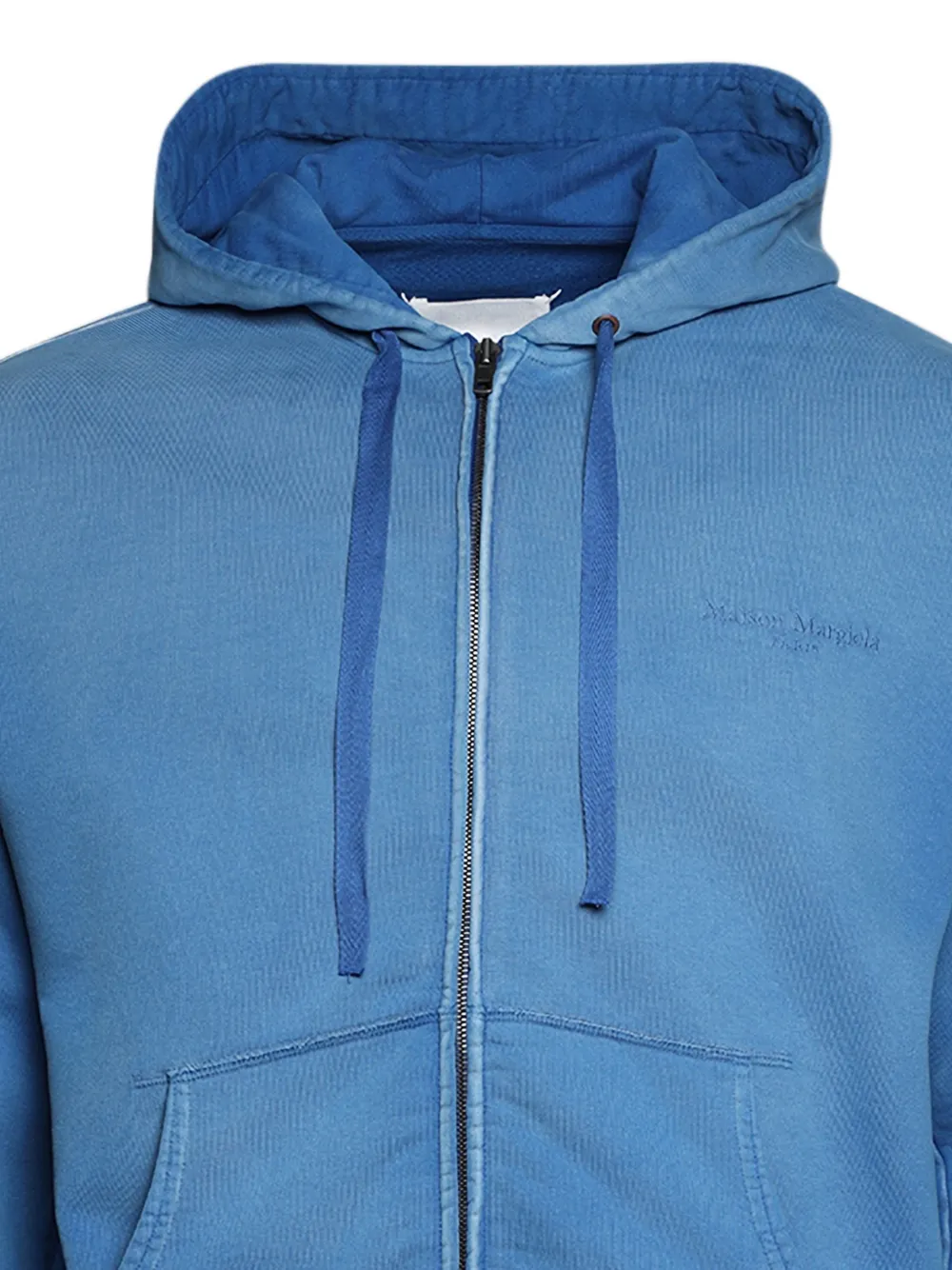 Maison Margiela Hoodie met geborduurd logo en rits Blauw
