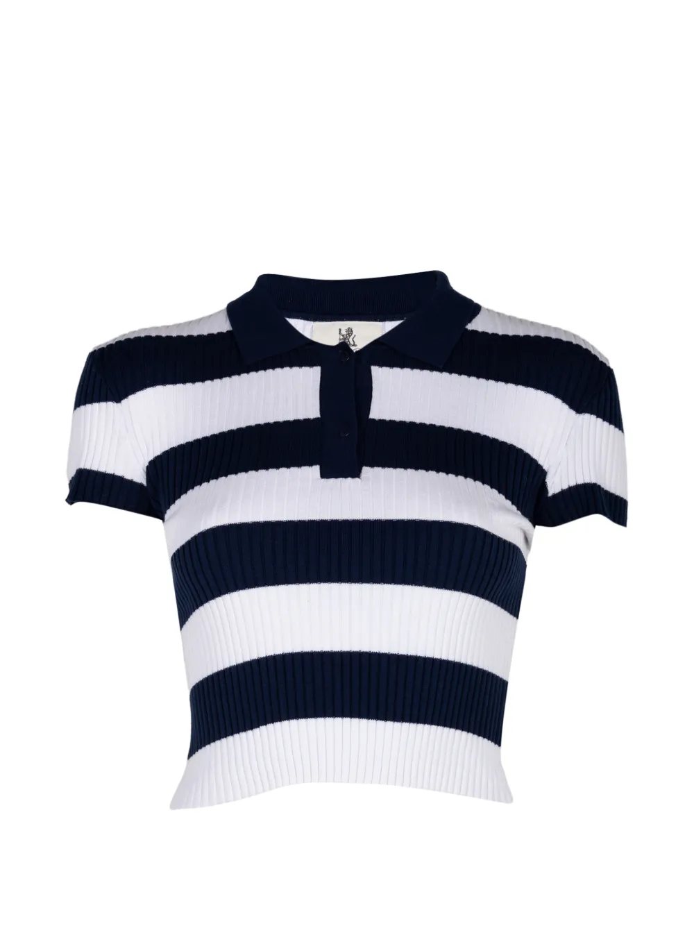 Denimist striped ribbed-knit polo top - Blu