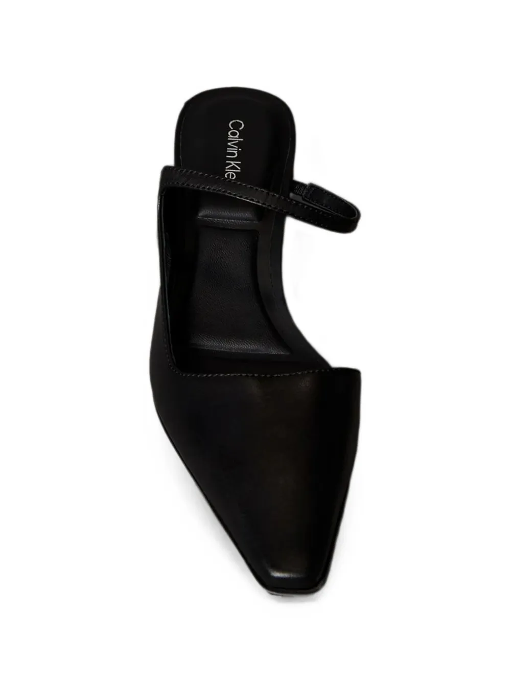 Calvin Klein leather square-toe mules Zwart