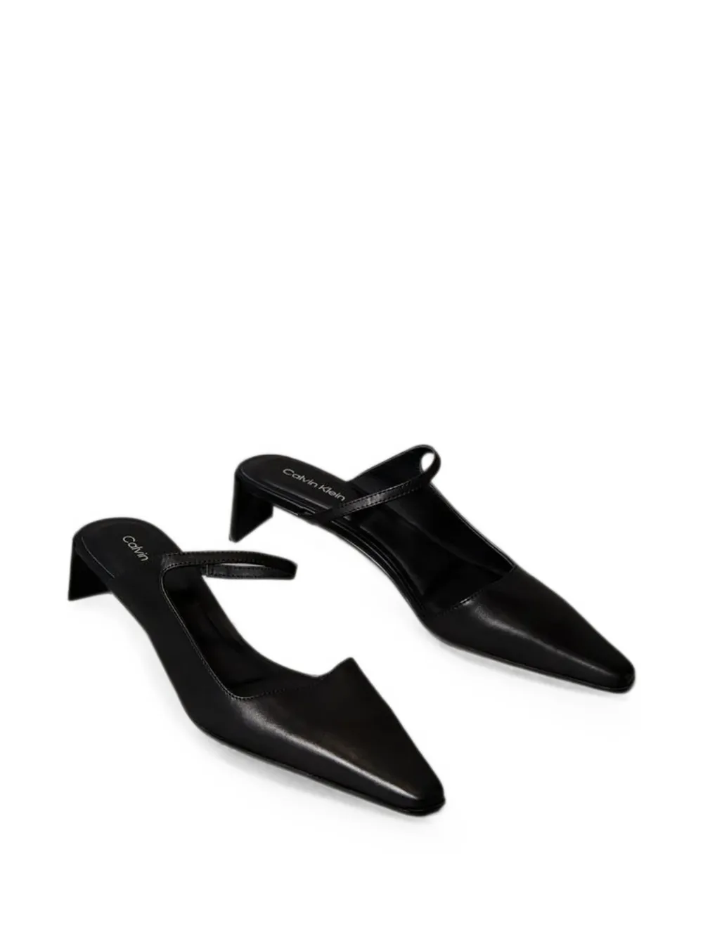 Calvin Klein leather square-toe mules Zwart