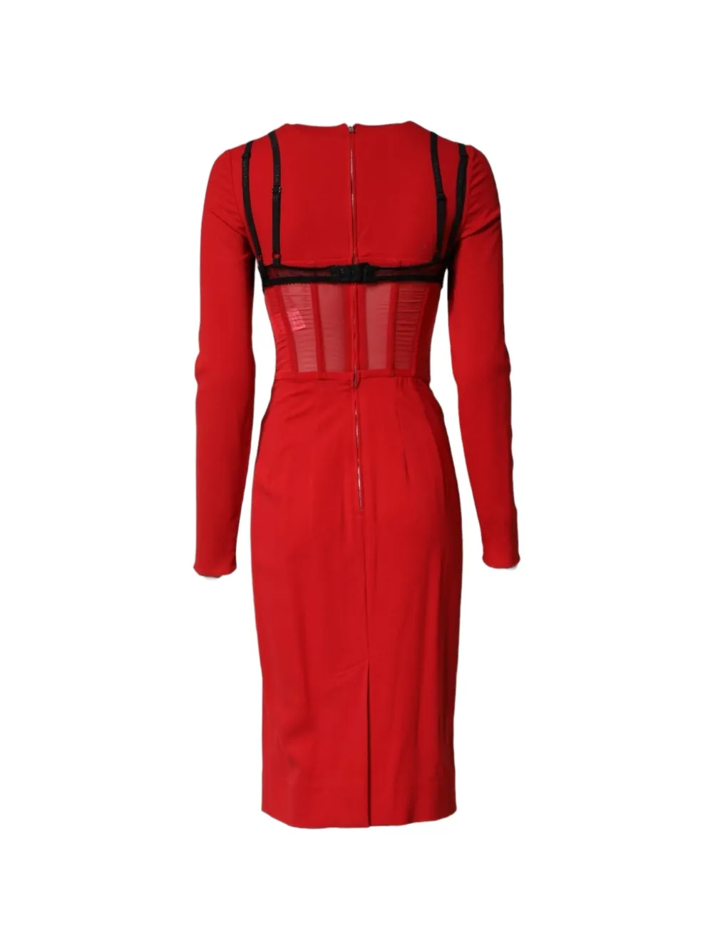 Dolce & Gabbana Midi-jurk met overslag van kant Rood