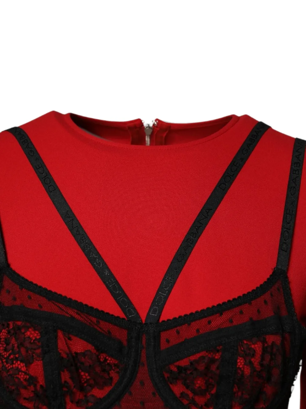 Dolce & Gabbana Midi-jurk met overslag van kant Rood