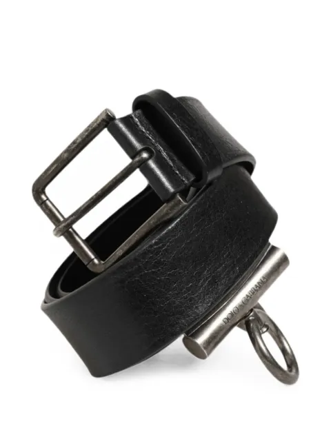 Dolce & Gabbana grained leather ring-detail belt