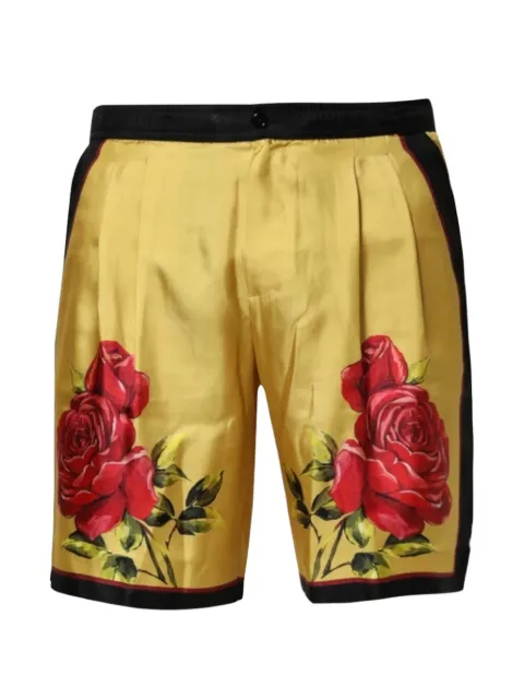 Dolce & Gabbana rose-print pleated shorts
