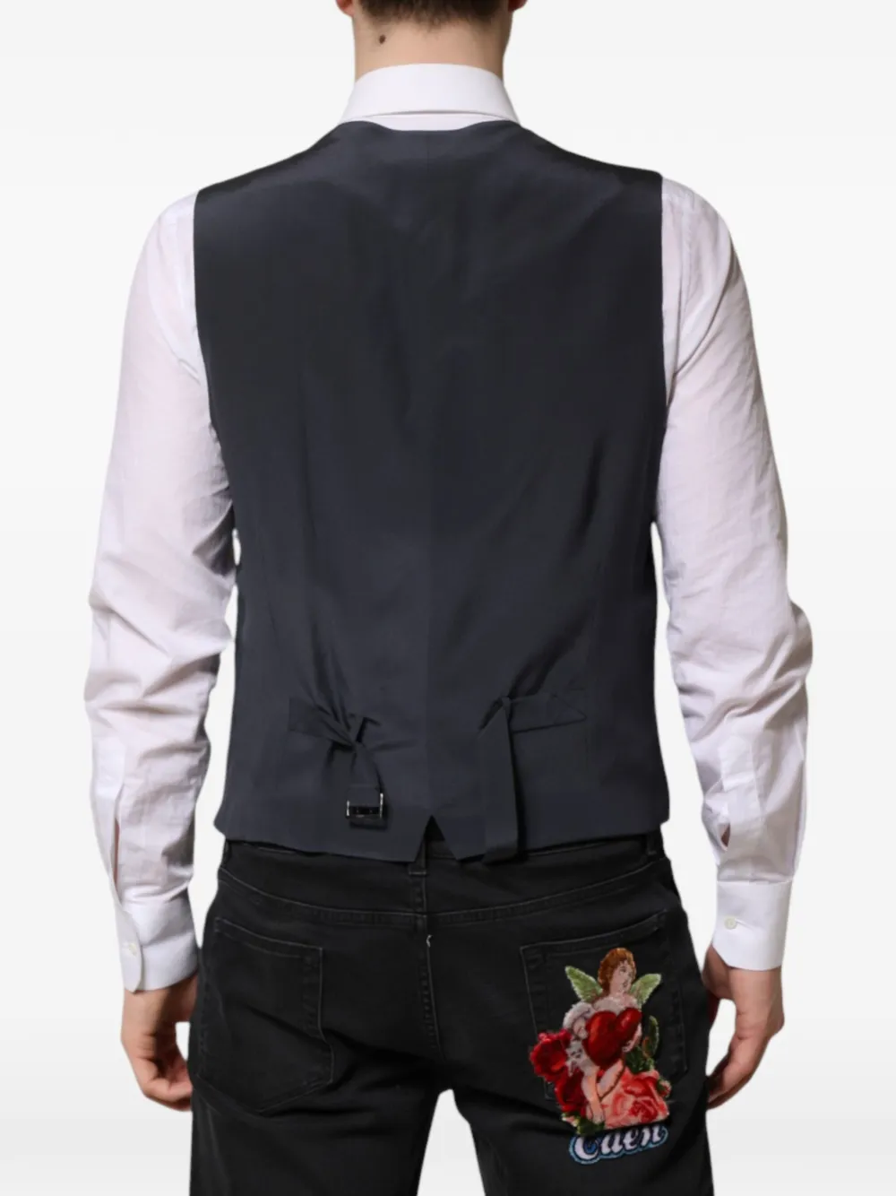 Dolce & Gabbana Geruit gilet met V-hals Grijs