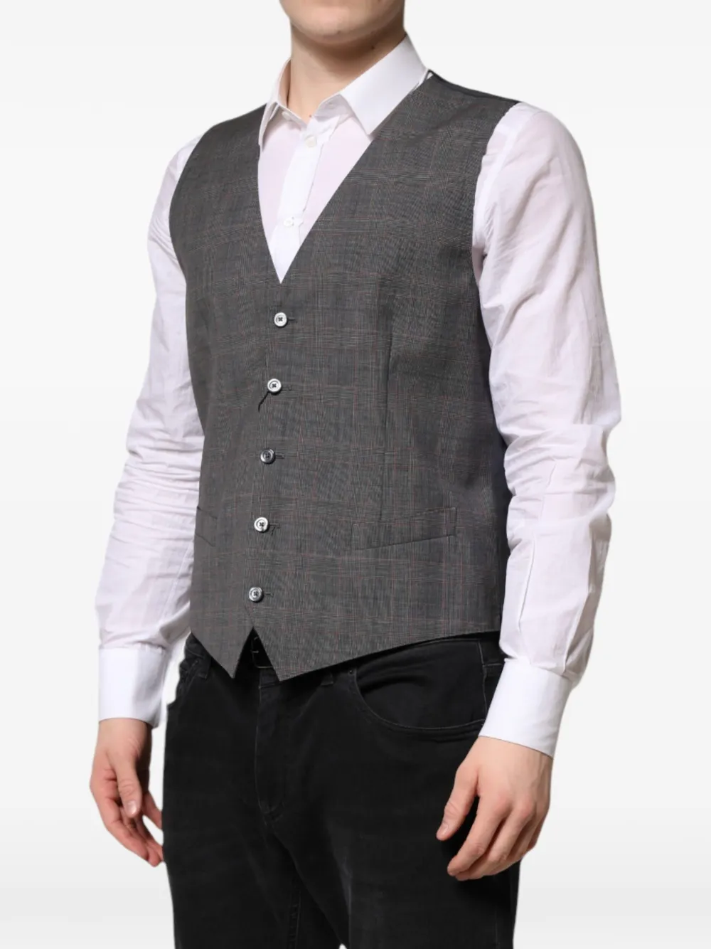 Dolce & Gabbana Geruit gilet met V-hals Grijs