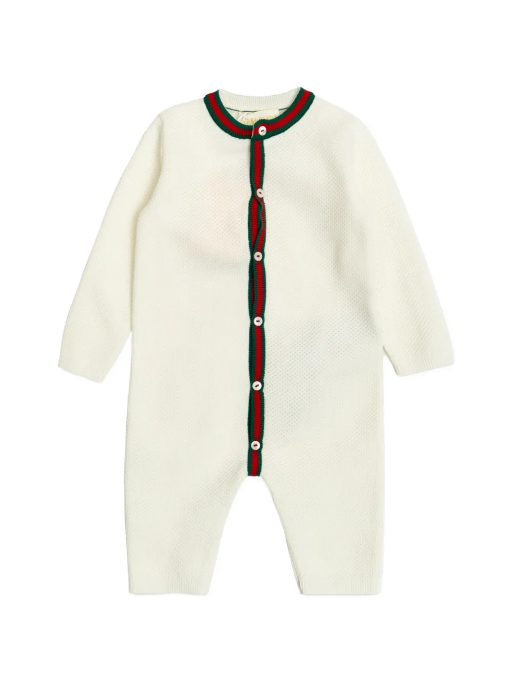 Gucci Kids Gestrickter Strampler mit Webstreifen - Nude