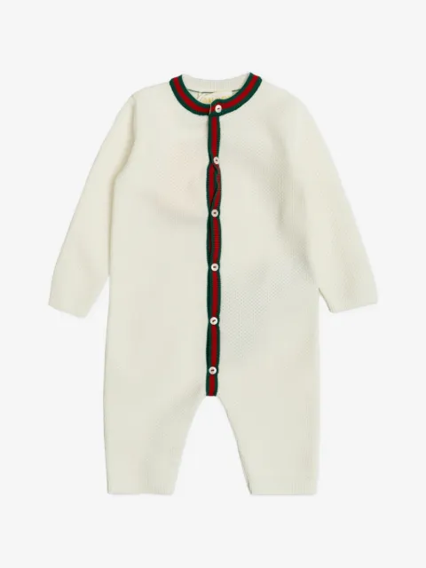 Gucci Kids Web-stripe knitted romper