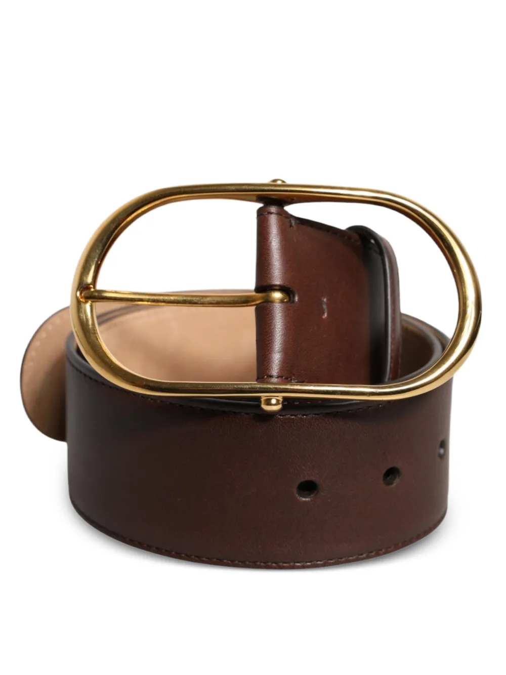 Dolce & Gabbana Leren riem met ovalen gesp Bruin