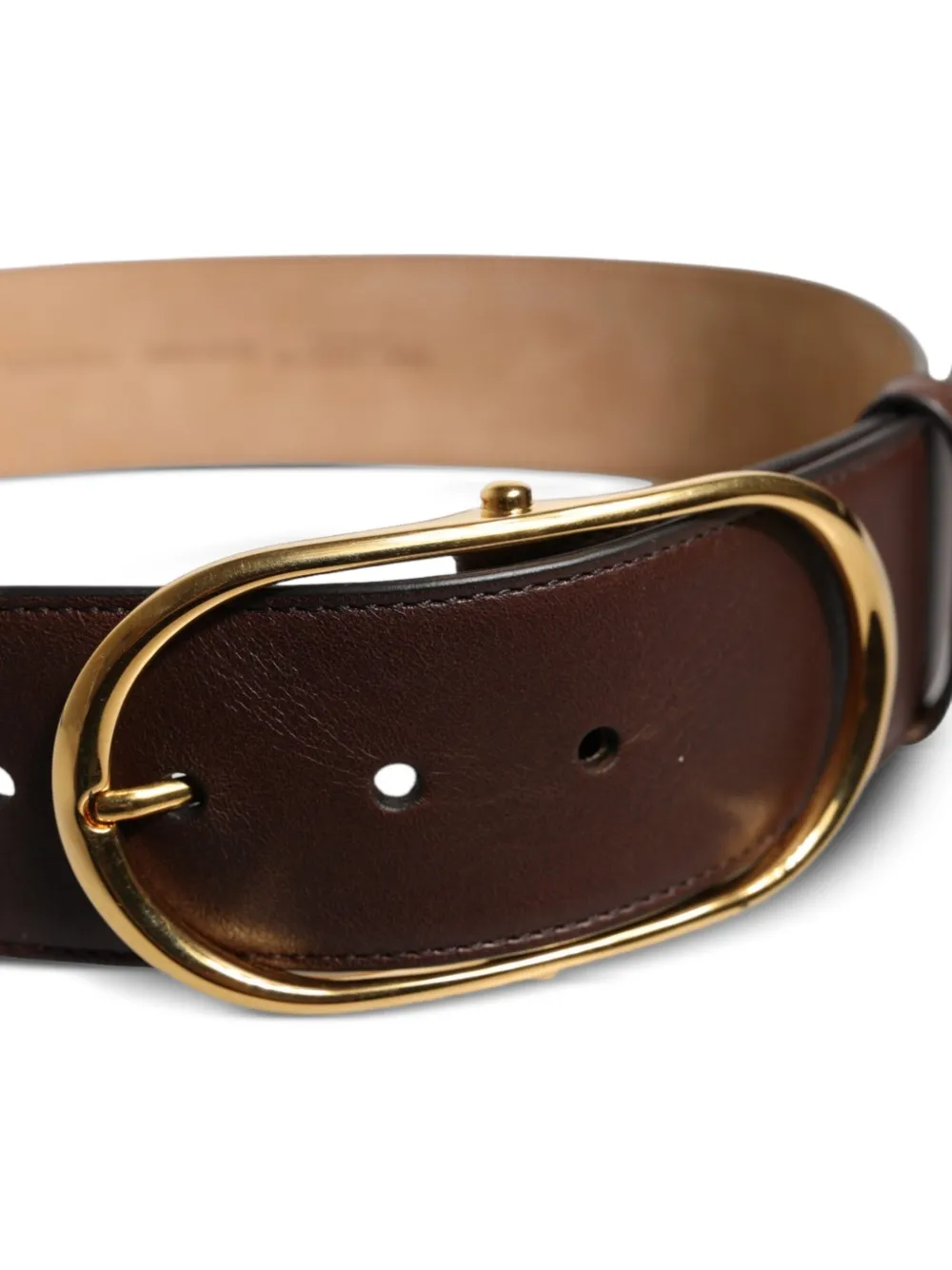 Dolce & Gabbana Leren riem met ovalen gesp Bruin