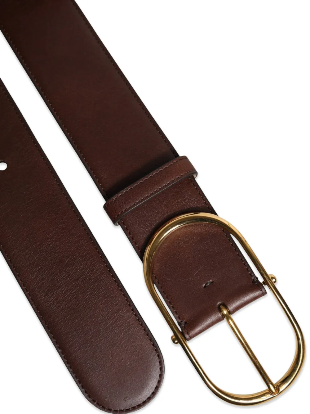Dolce & Gabbana Leren riem met ovalen gesp Bruin