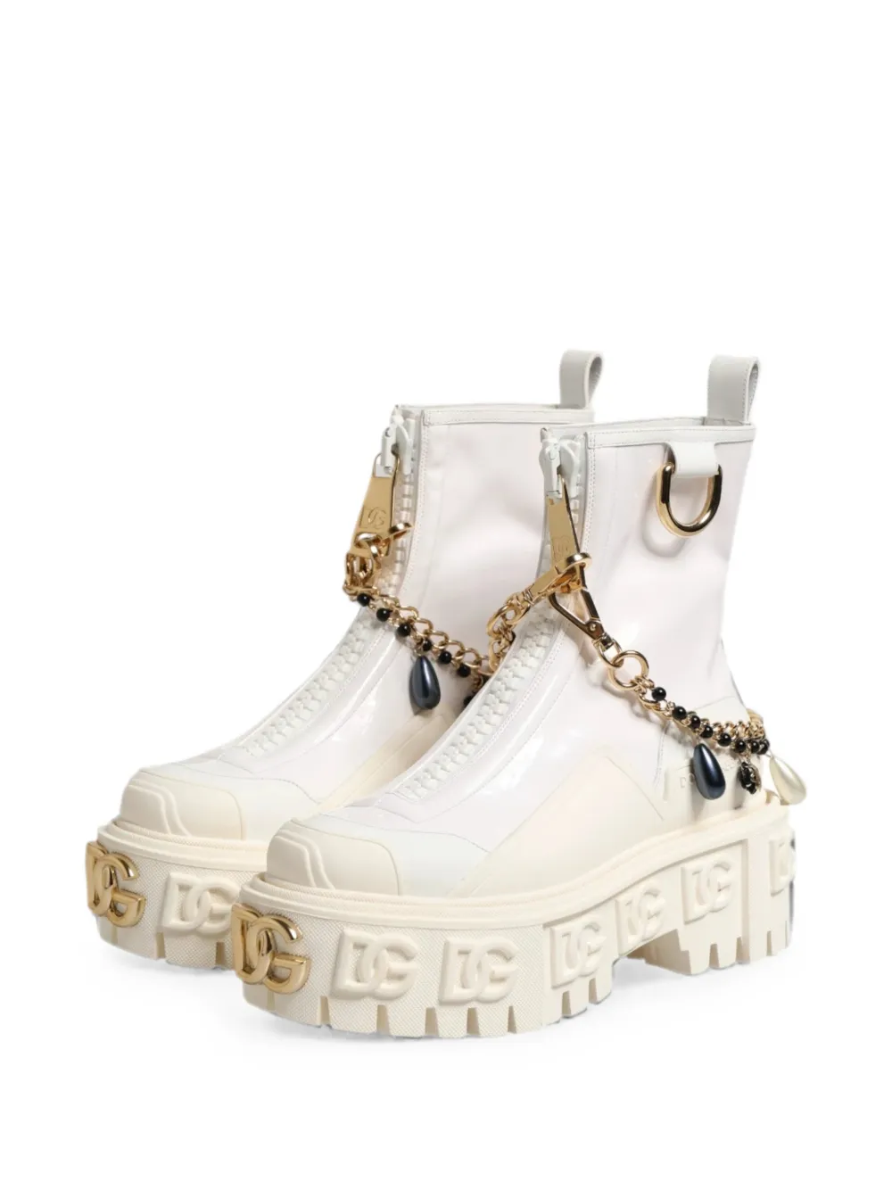 Dolce & Gabbana Stiefeletten mit Logo-Schild - Weiß