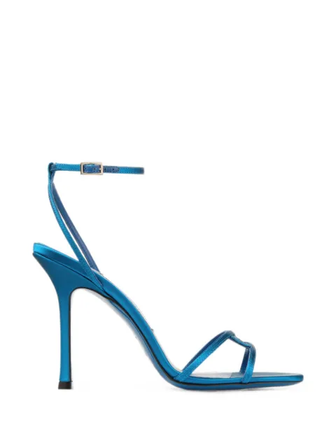 Jimmy Choo Leo 100 lagoon satin sandals with ankle strap