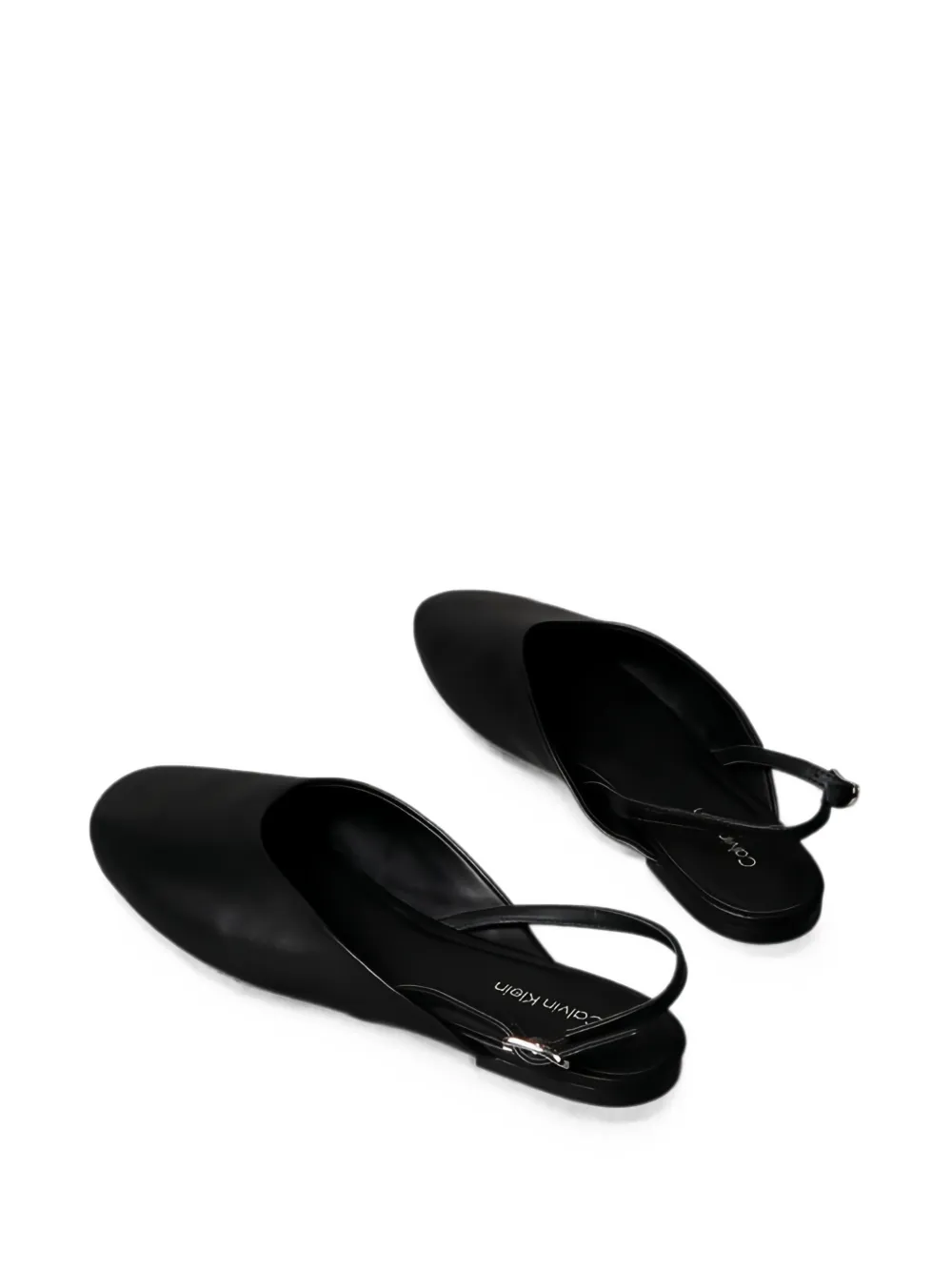 Calvin Klein slingback leather flat pumps Zwart