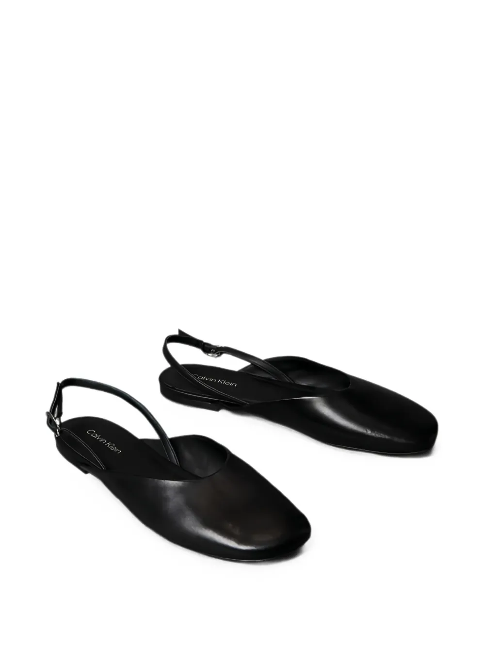 Calvin Klein slingback leather flat pumps Zwart