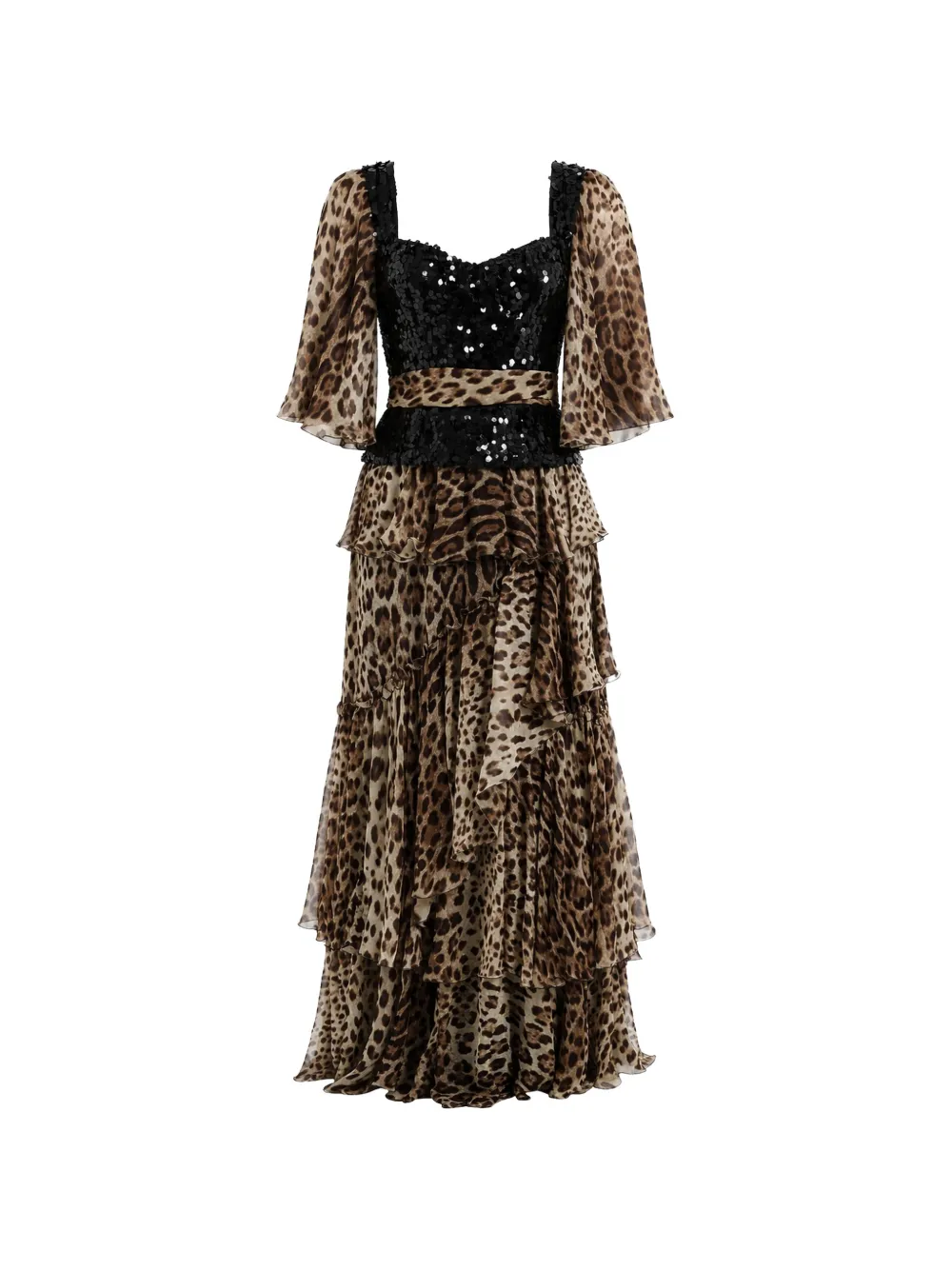 Dolce & Gabbana Abito midi leopardato con paillettes - Toni neutri