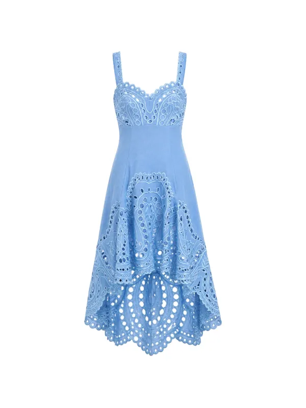 Charo Ruiz Ibiza Caspian broderie-anglaise Asymmetric Dress | Blue
