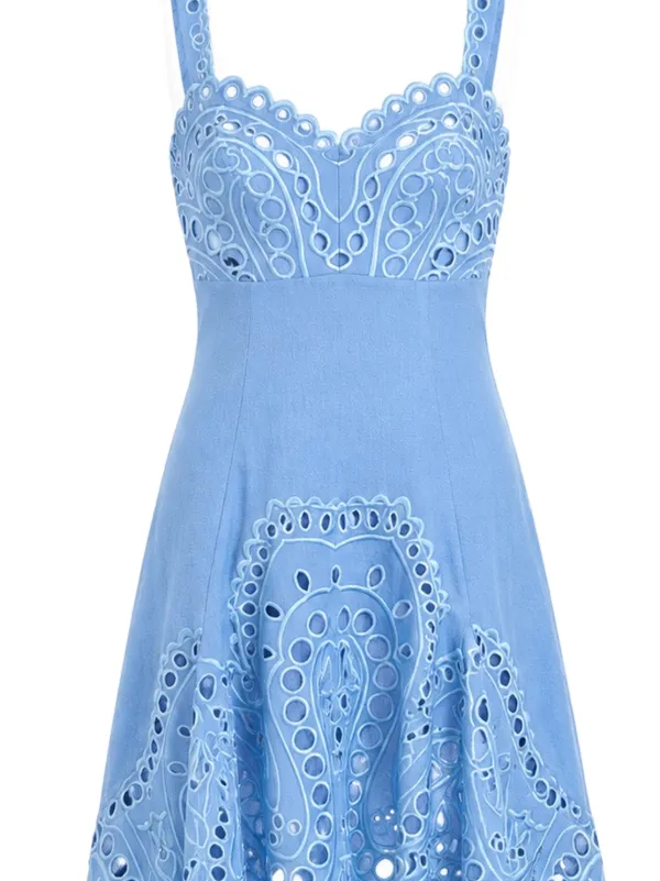 caspian blue dress Charo Ruiz Ibiza broderie-anglaise Asymmetric | Waist Size:34 Small-Medium White Luxury Bridal buyatamazon Evening dress An outlined tonal floral