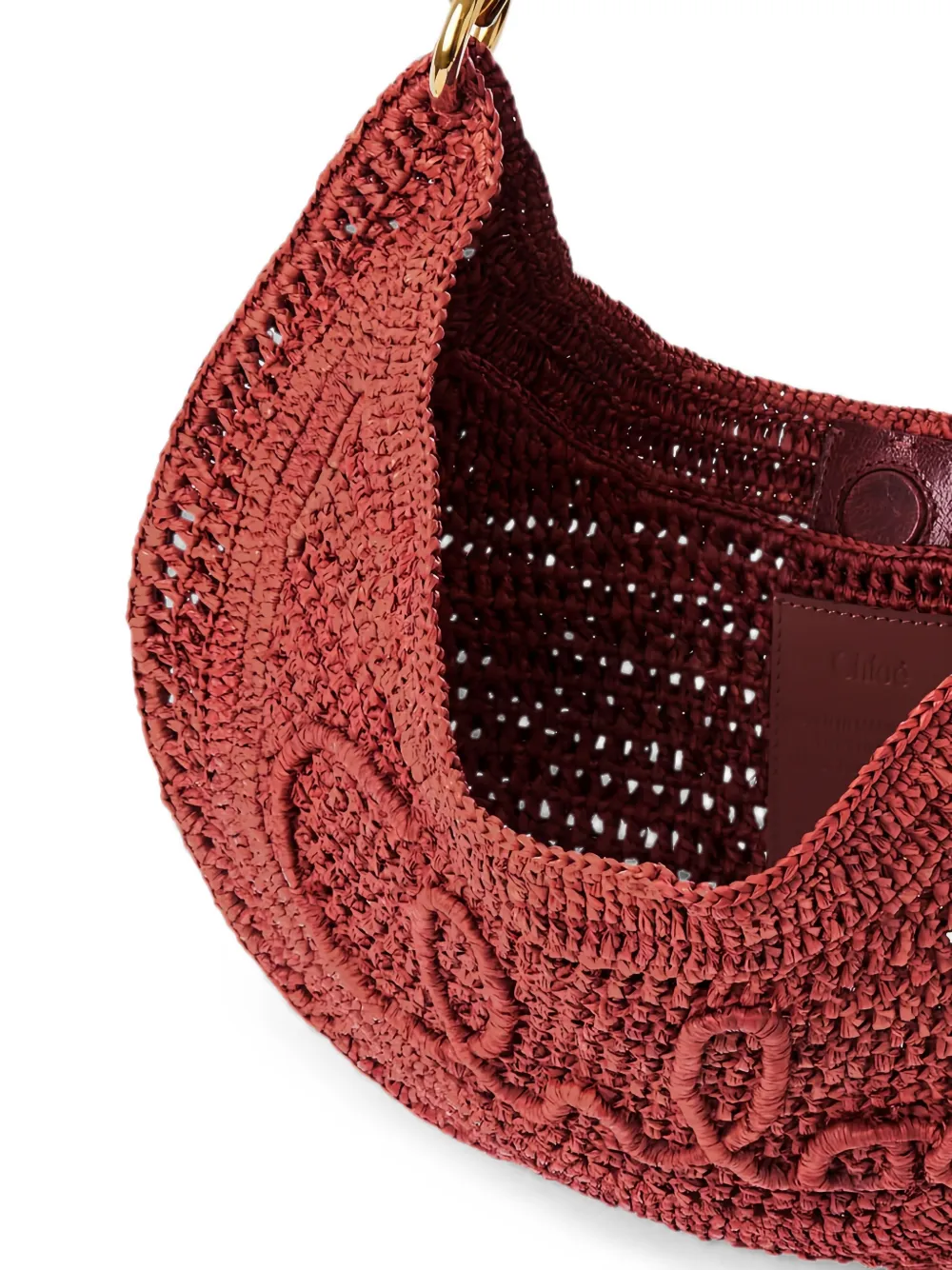 Chloé Raffia shopper met geborduurd logo Rood