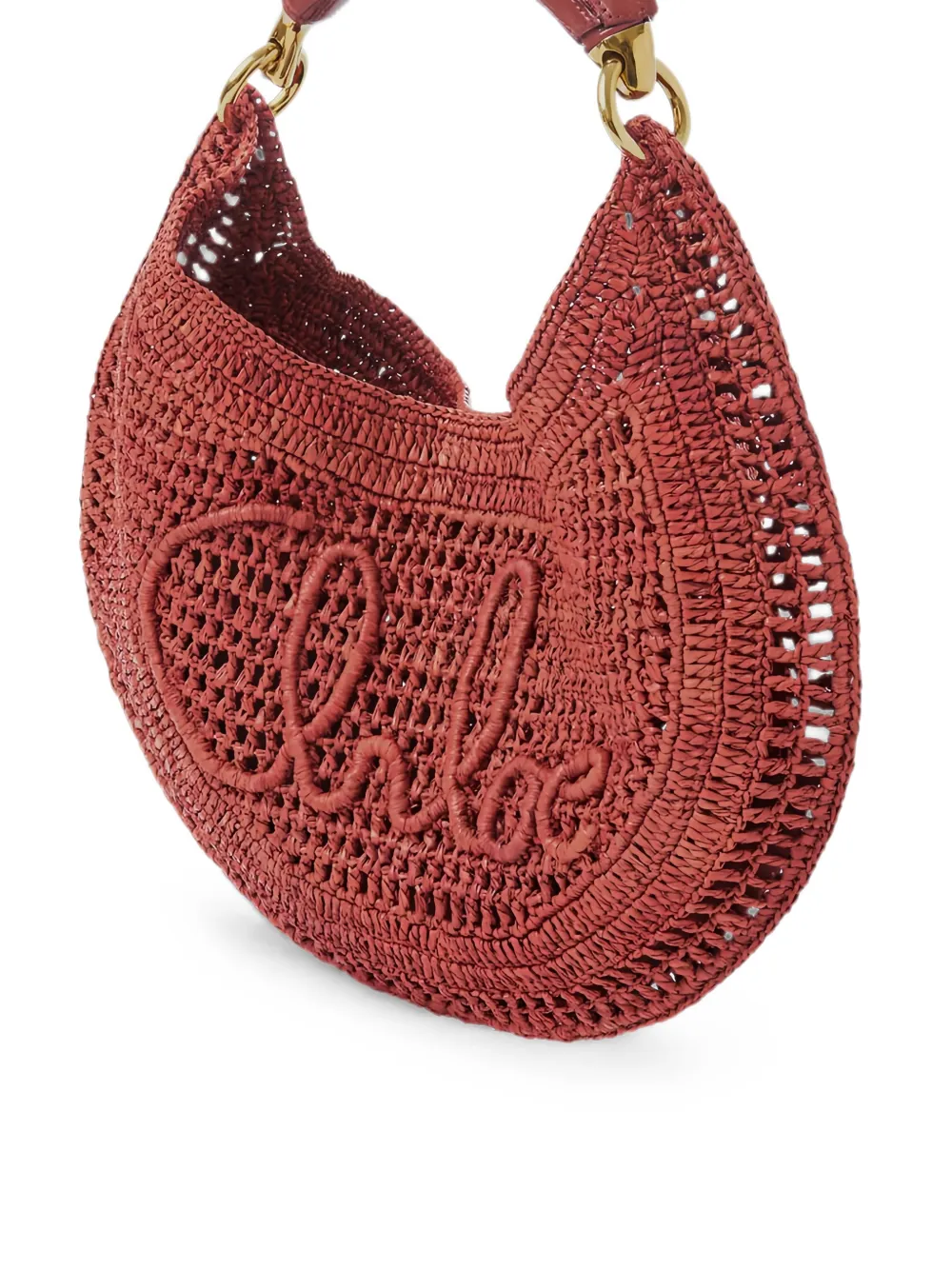 Chloé Raffia shopper met geborduurd logo Rood