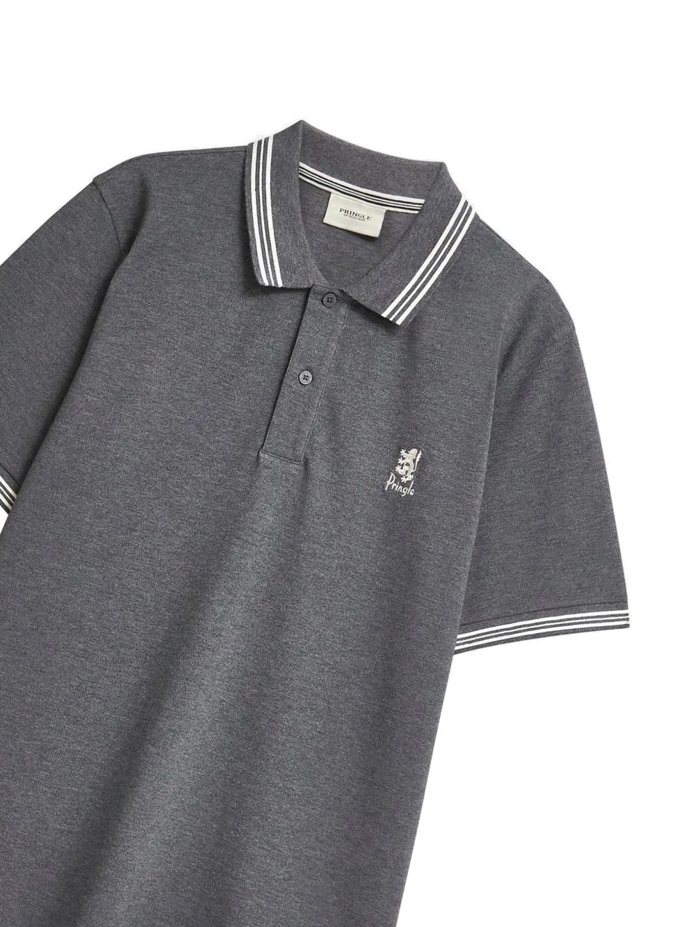 Pringle of Scotland Piqué gebreid poloshirt met afwerking Grijs