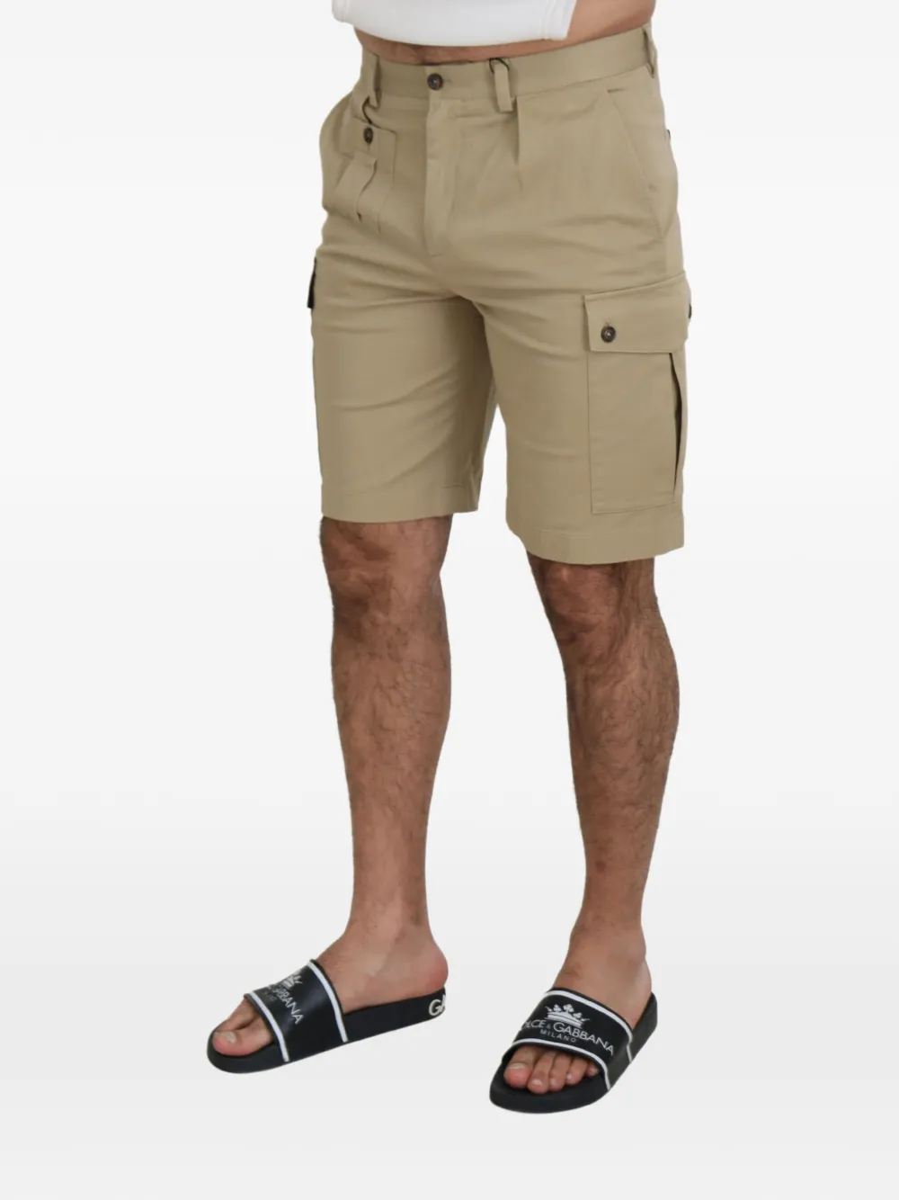 Dolce & Gabbana Cargo shorts met vlakken en logo-print Beige