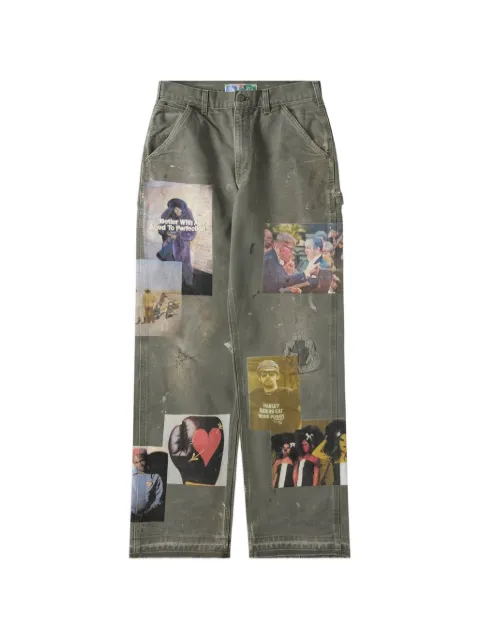 Better with Age  graphic-patchwork straight-leg trousers