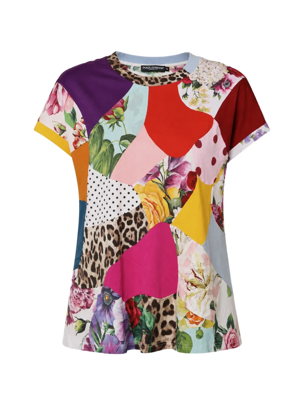 Dolce & Gabbana T-shirt a fiori con design patchwork - Toni neutri