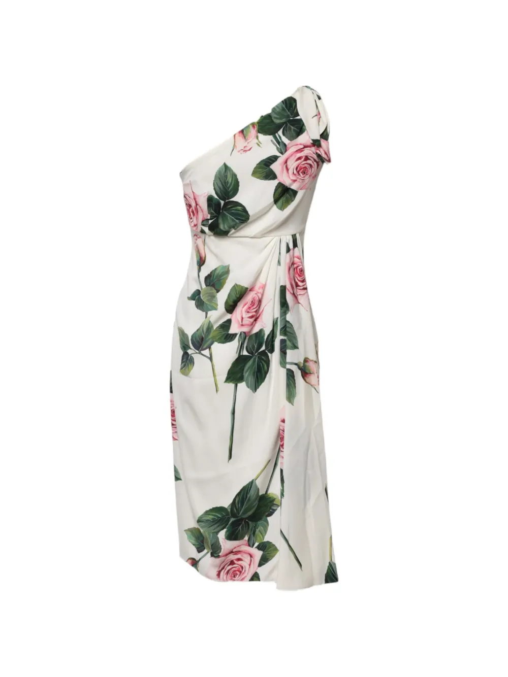Dolce & Gabbana Midi-jurk met rozenprint Wit
