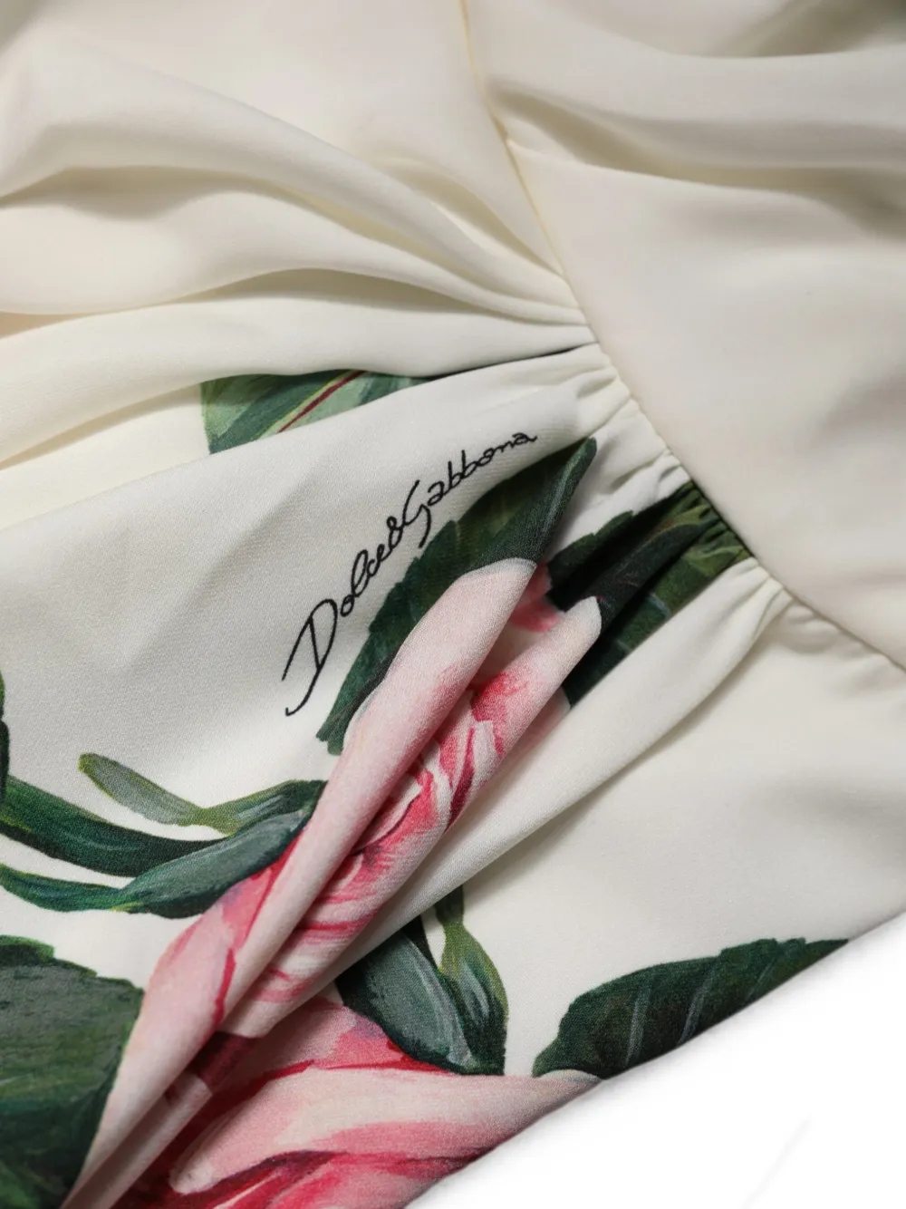 Dolce & Gabbana Midi-jurk met rozenprint Wit