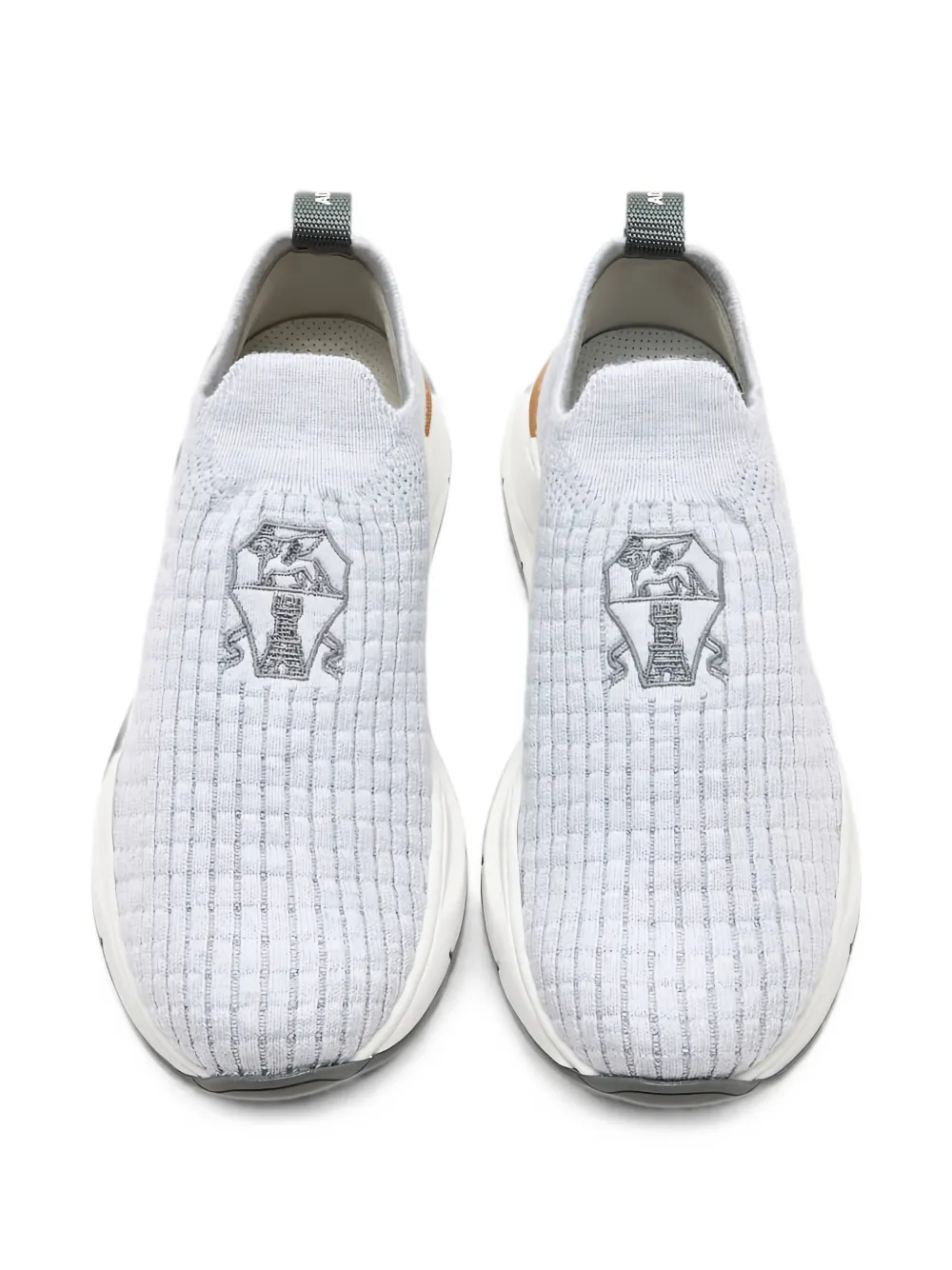 Brunello Cucinelli Kids embroidered-logo slip-on sneakers Grijs