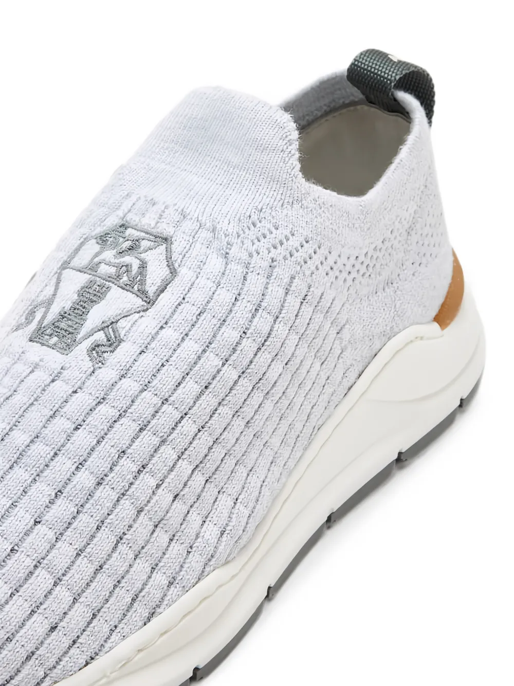 Brunello Cucinelli Kids embroidered-logo slip-on sneakers Grijs