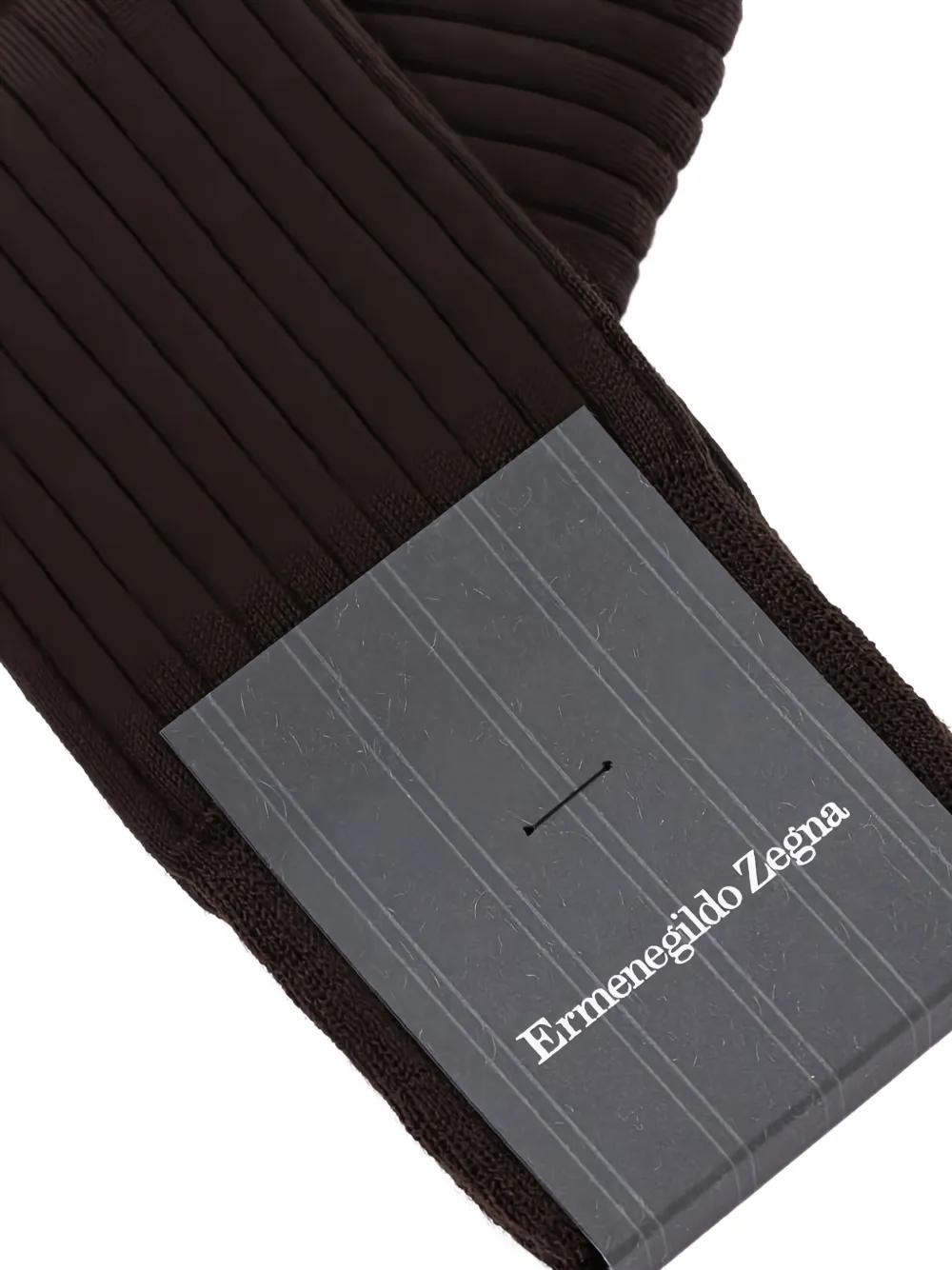 Zegna Drie paar ribgebreide sokken met logo-print Bruin