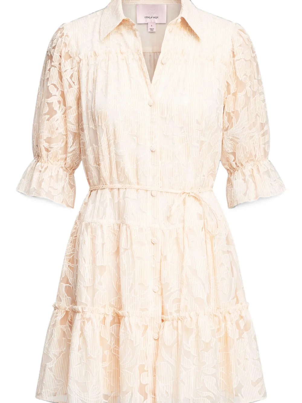 Cinq A Sept Rayla mini-jurk met bloemenkant Beige