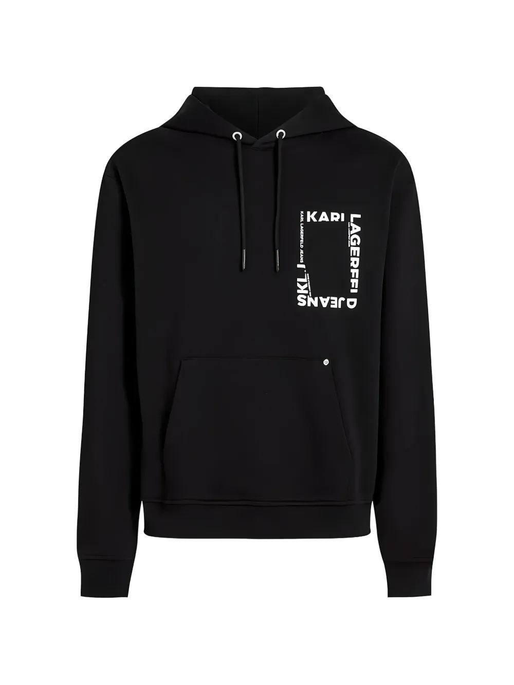 Karl Lagerfeld Jeans Felpa con coulisse, logo e cappuccio - Nero