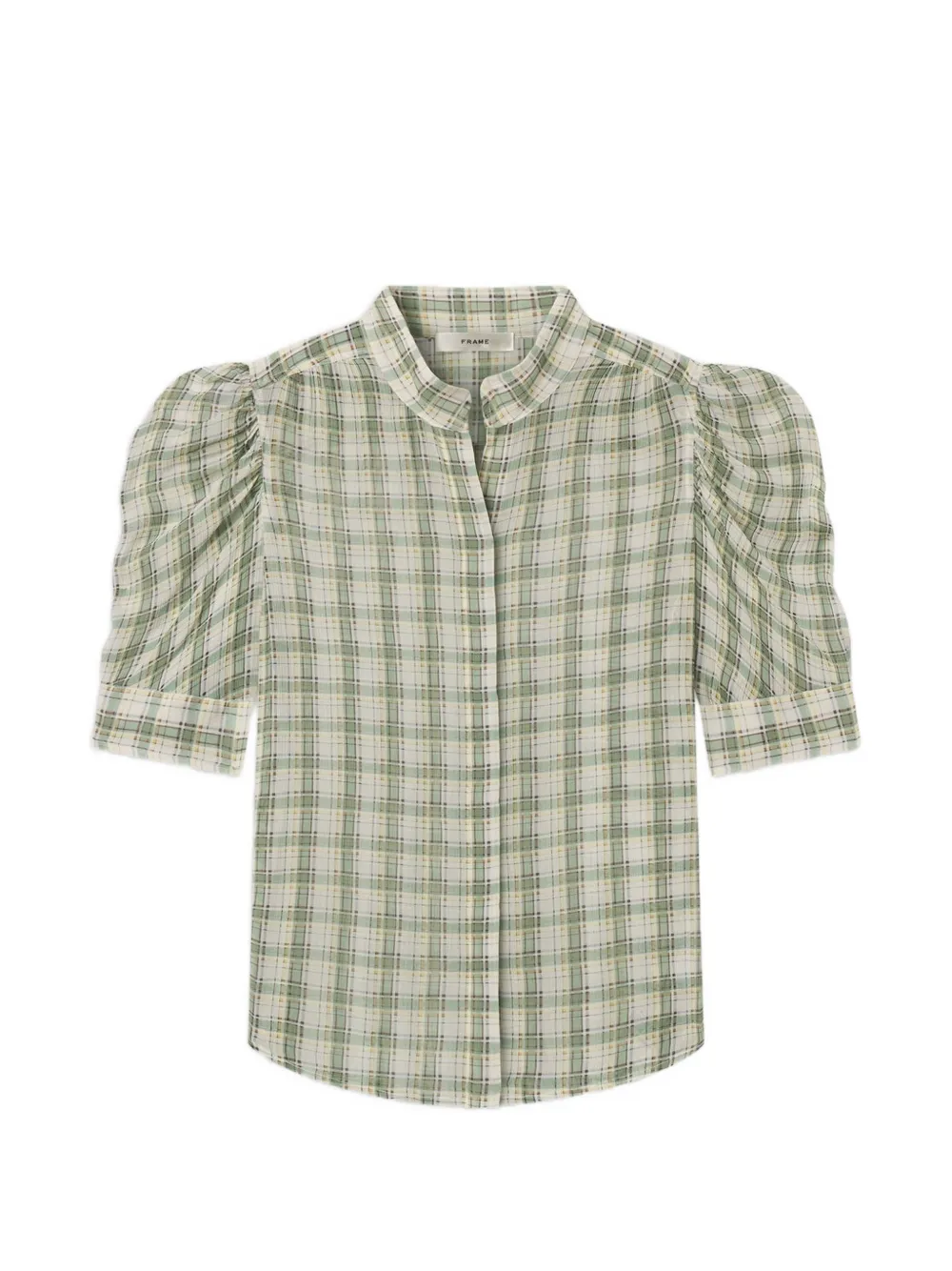 FRAME Gillian checked puff-sleeve top - Toni neutri