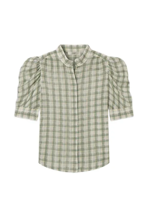 FRAME Gillian checked puff-sleeve top