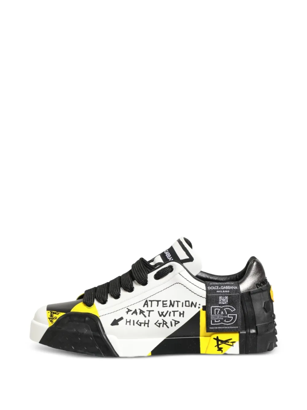 Dolce & Gabbana graffiti-print leather sneakers Wit
