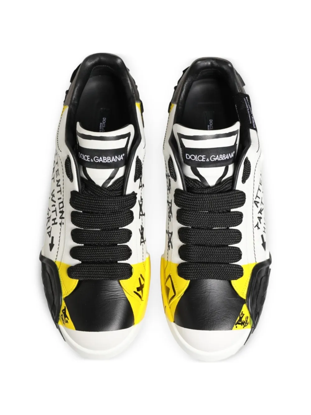 Dolce & Gabbana graffiti-print leather sneakers Wit