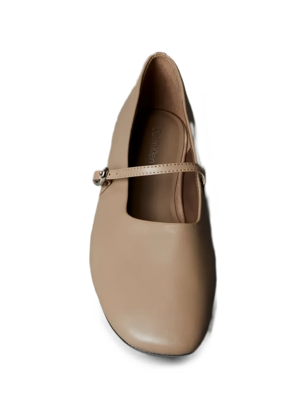 Calvin Klein buckle-strap leather ballet flats Beige