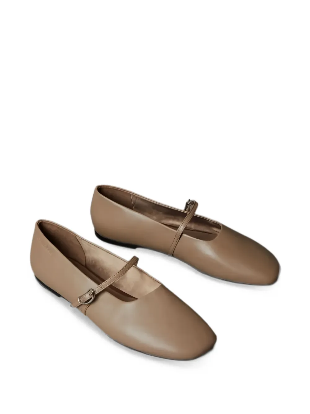 Calvin Klein buckle-strap leather ballet flats Beige