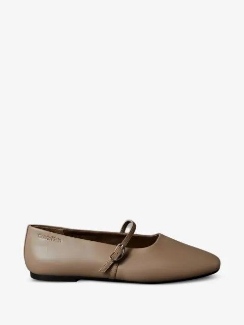 Calvin Klein buckle-strap leather ballet flats
