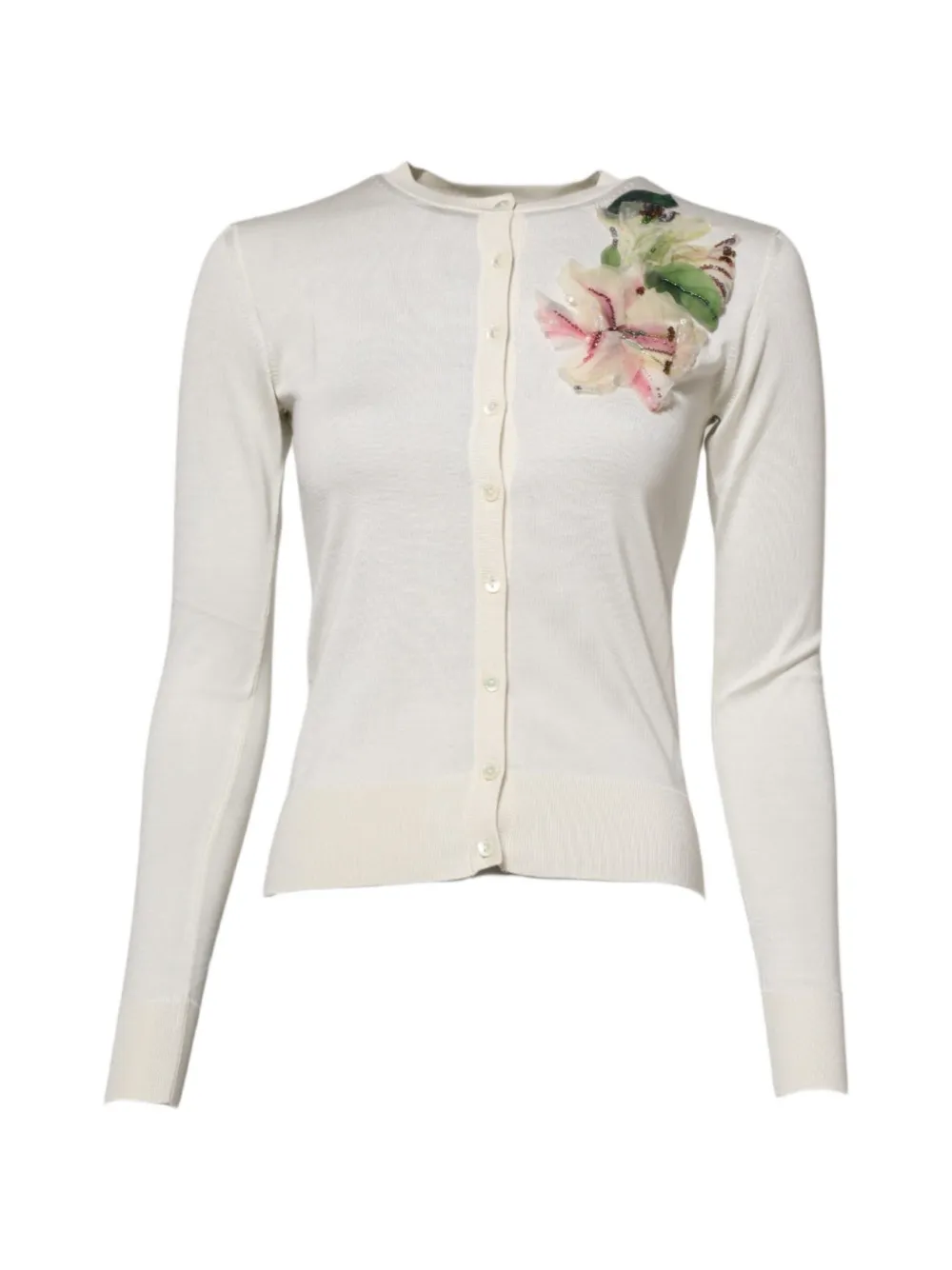 Dolce & Gabbana Pailletten-Cardigan mit Blumenverzierung - Nude
