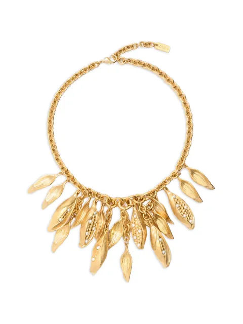 Chloé leaf-pendant faux-pearl necklace