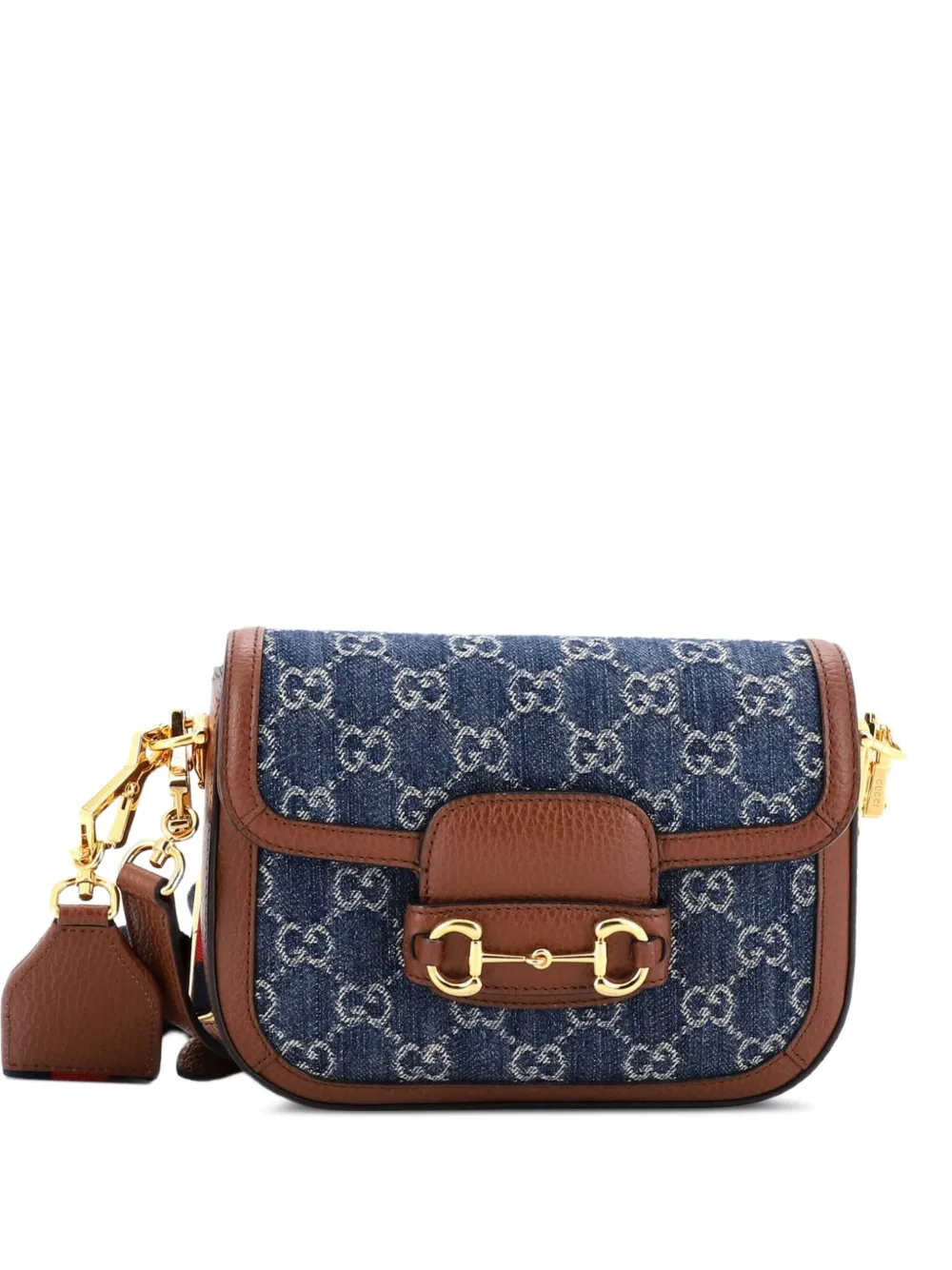 Gucci Pre-Owned Horsebit 1955 GG Denim Mini shoulder bag - Blu