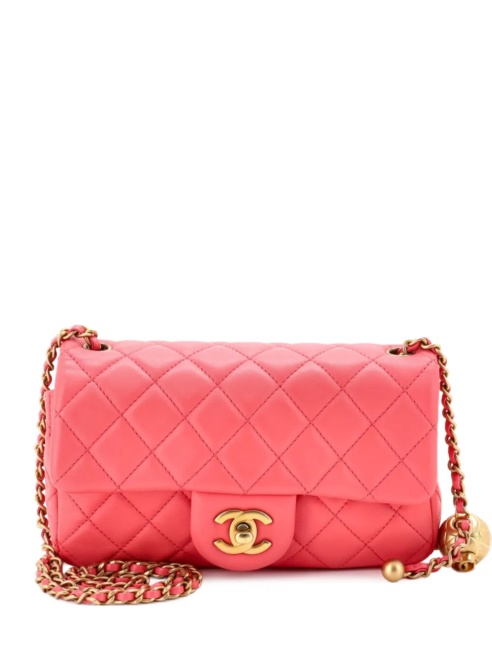 CHANEL Pre-Owned Pearl Crush Flap Bag Quilted Lambskin Mini crossbody bag - Rosa
