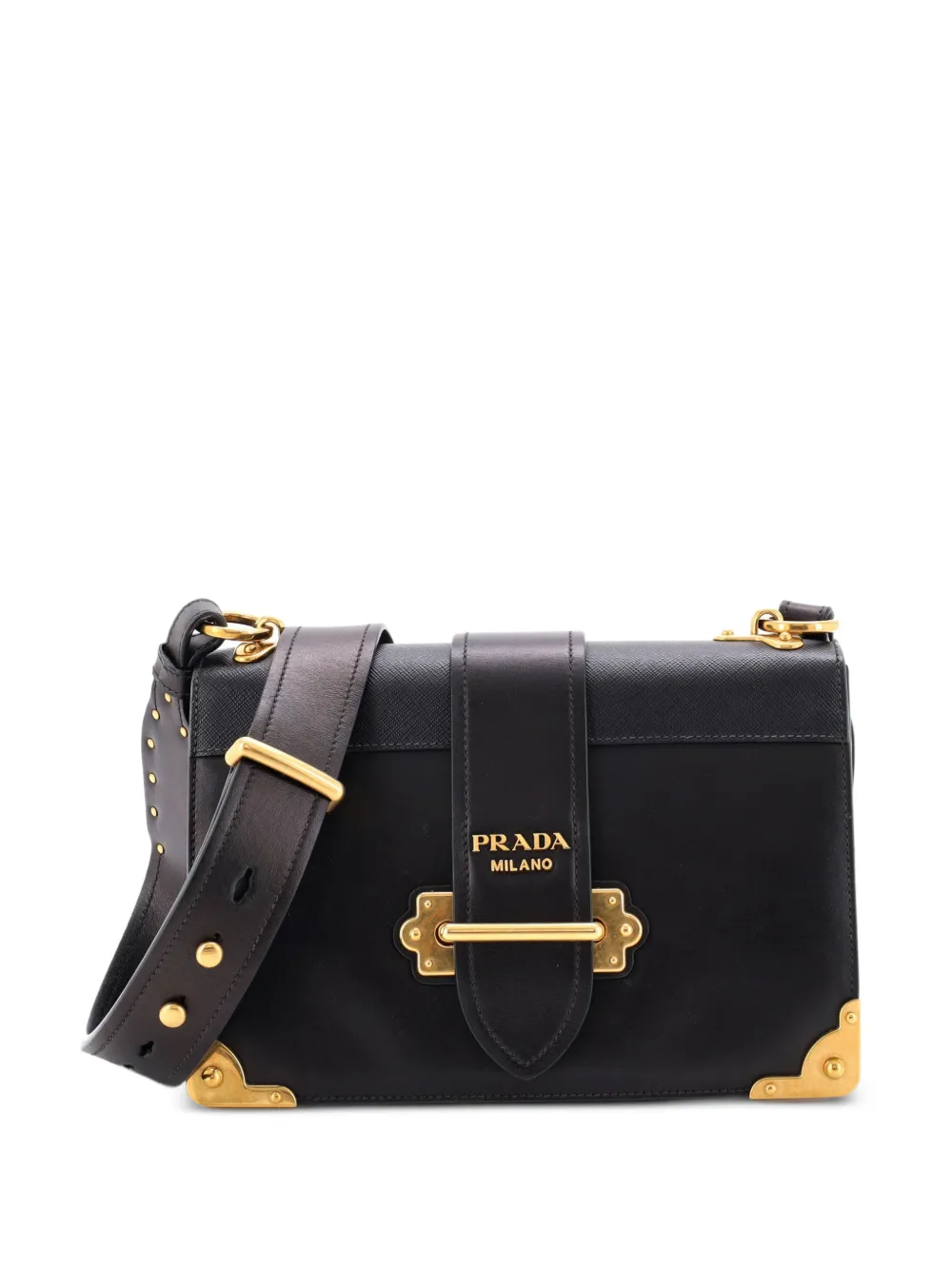 Prada Pre-Owned Borsa a tracolla Cahier grande in pelle e pelle Saffiano - Nero