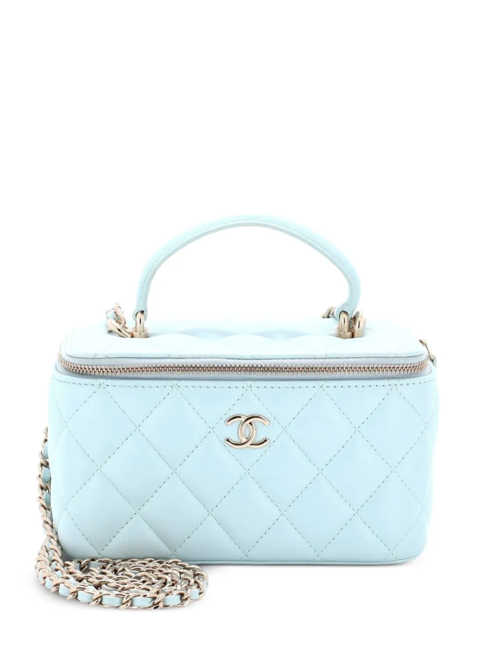 CHANEL Pre-Owned Classic Top Handle Vanity Case with Chain Quilted Lambskin Small crossbody bag - Blue