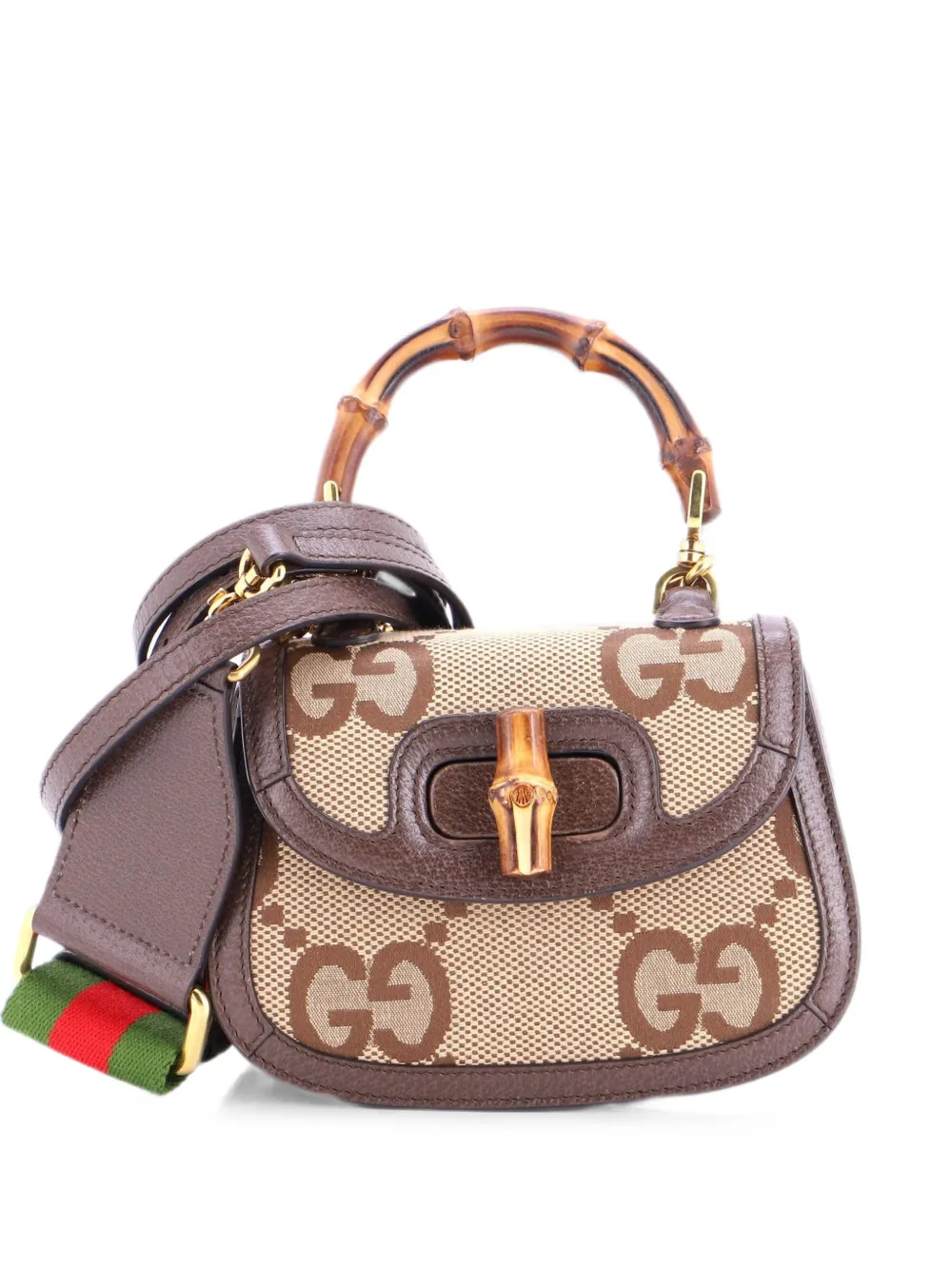 Gucci Pre-Owned Borsa a tracolla Bamboo 1947 mini in tela Jumbo GG - Marrone